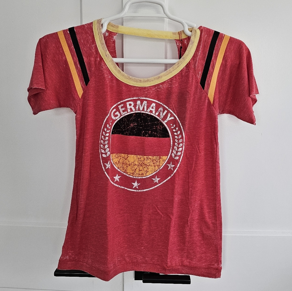 Chaser Red and Black Short Sleeve Tee with Striking Emblem